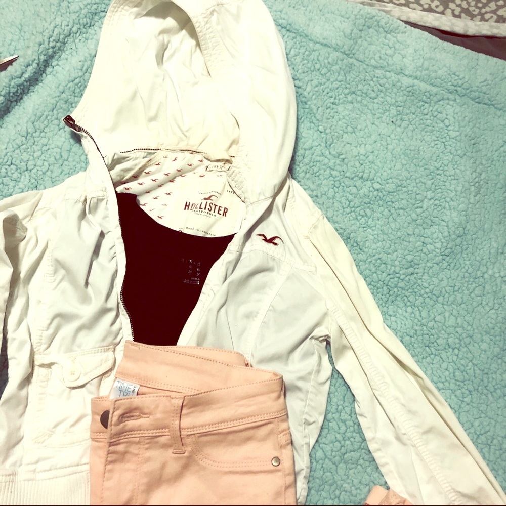 Hollister jacket( size s ankle pink skinny jeans 2